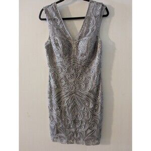 Gorgeous Sue Wong Nocturne Silvery Gray Soutache Cocktail Dress Sz 10